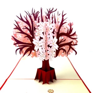 Tarjeta emergente 3D hecha a mano Sakura flor de cerezo cumpleaños San Valentín