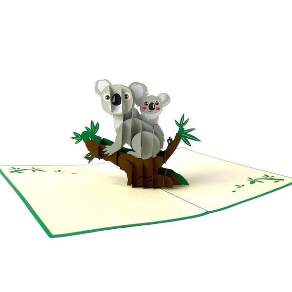 Handmade 3D popup card koala bear birthday mother's day father's day