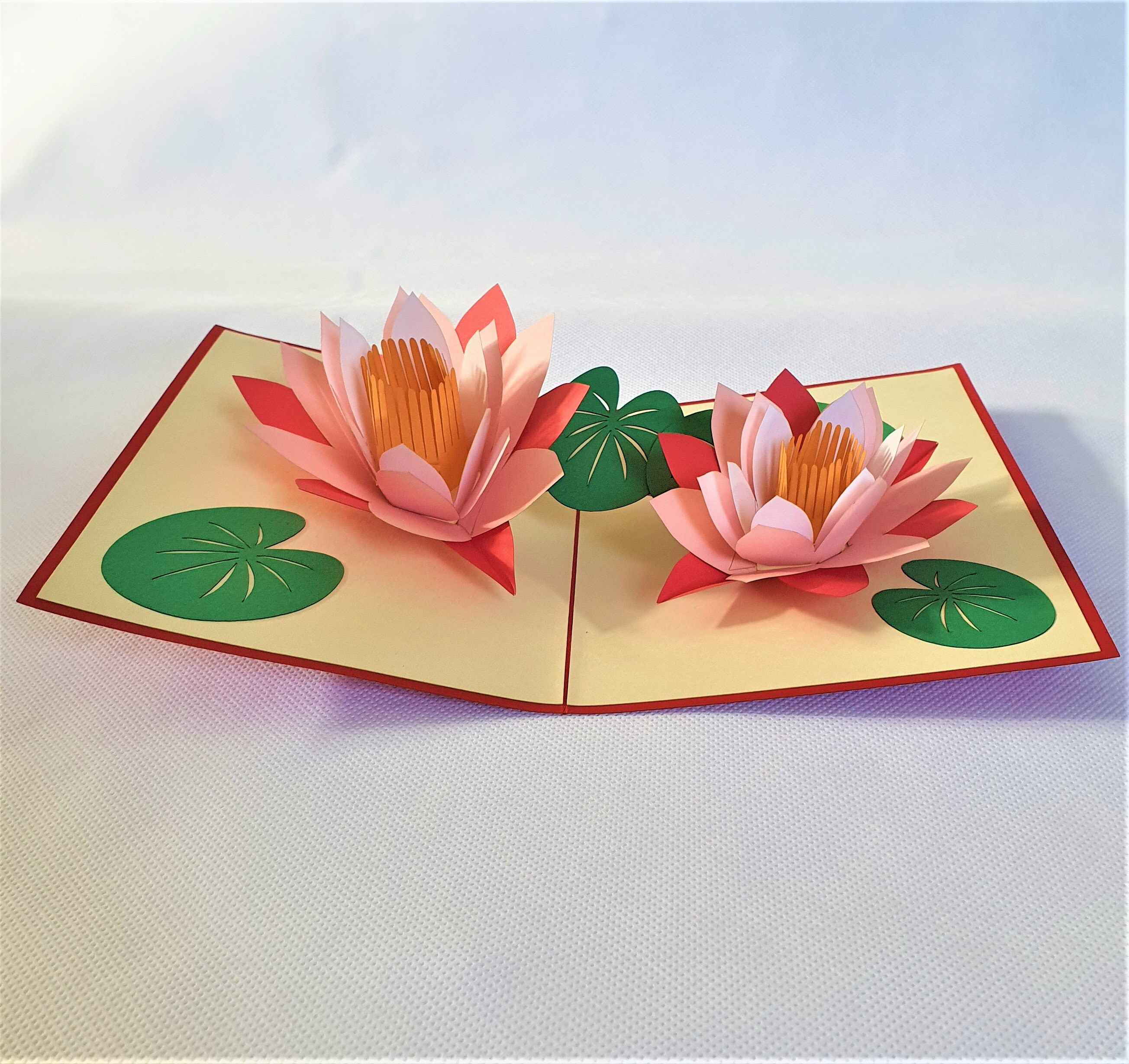 Handmade 3D Pop up Card Lotus Water Lily Birthday Mother's Day Flower ...