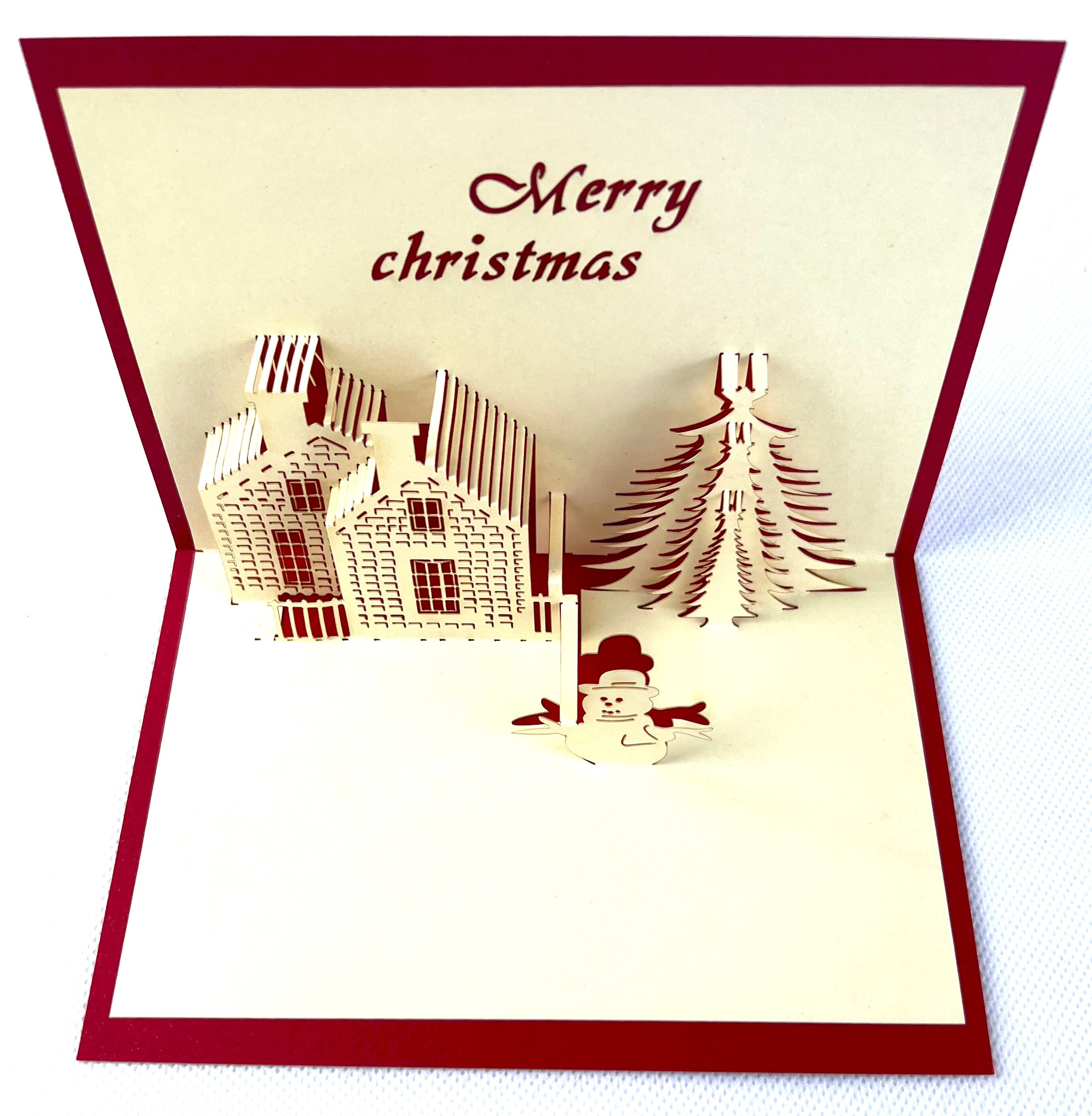 Handmade 3D Pop up Christmas Card Cottage Tree Happy Xmas Gifts - Etsy
