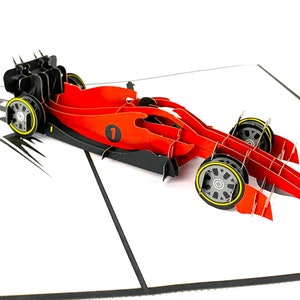 Ręcznie robiona 3D karta pop-up Formuła 1 Samochód wyścigowy F1 urodziny rocznica