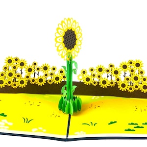 Handgemaakte 3D pop-up kaart zonnebloem verjaardag moederdag groet pop-up bloemen