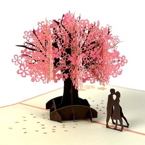 Handmade 3D popup card Sakura cherry blossom birthday Valentine