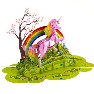 3D pop up popup card Unicorn fantasy legend