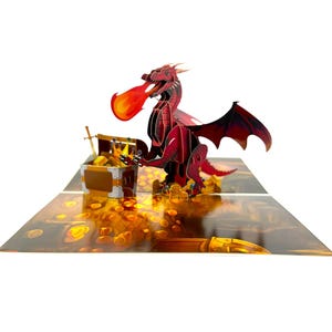 Tarjeta de cumpleaños emergente 3D hecha a mano para la fiesta del día del dragón de San Jorge