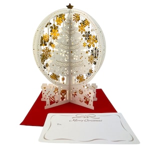 Carte de Noël pop-up 4D faite main, voeux de Noël en flocon de neige joyeux Noël
