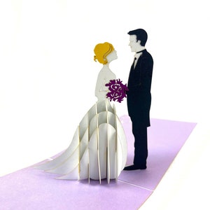 Tarjeta de boda emergente 3D hecha a mano, regalo, invitación, cásate conmigo gran día novia y novio
