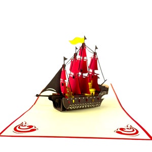 Handmade 3D pop up card old sailing boat birthday anniversary