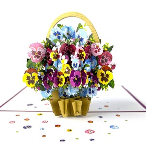 Carte pop-up 3D faite main, panier de fleurs, anniversaire des mères, nouvelle maison, maison