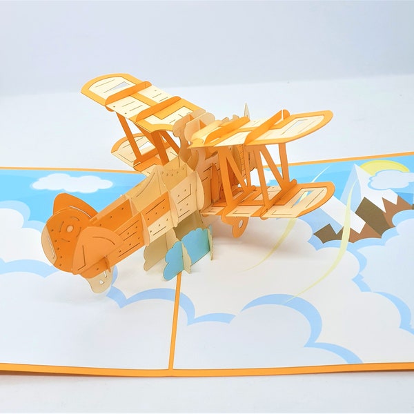 Handmade 3d Pop Up Birthday Card Vintage Biplane Father's Day Wedding Anniversary Leaving Pilot 1st world war