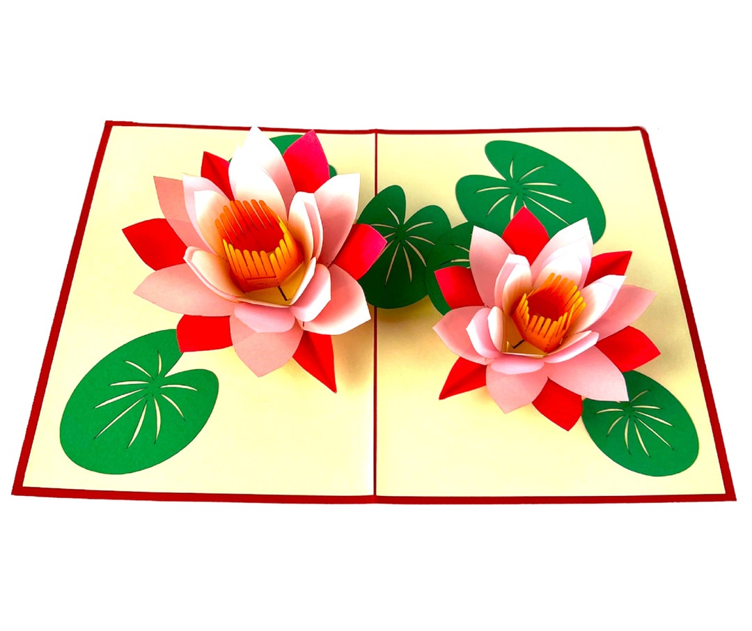 Handmade 3D Pop up Card Lotus Water Lily Birthday Mother's Day Flower ...