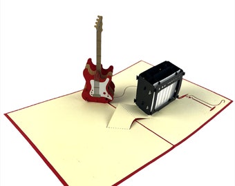 Copyrights Registered Card, Handmade 3D popup card Electric guitar birthday Valentine's day