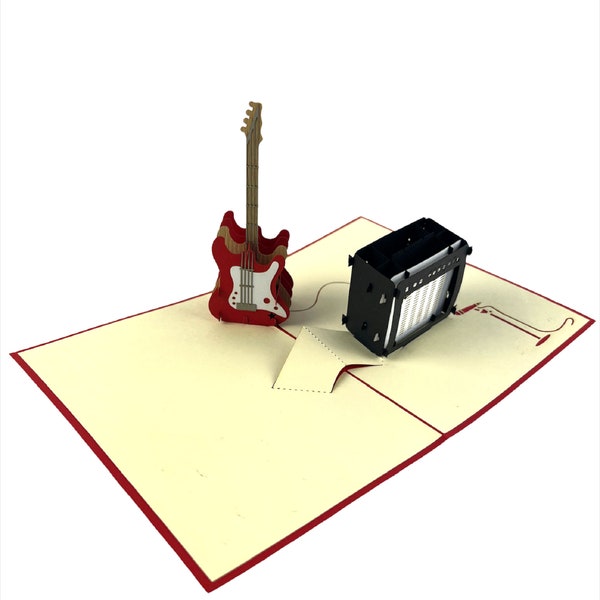 Copyrights Registered Card, Handmade 3D popup card Electric guitar birthday Valentine's day