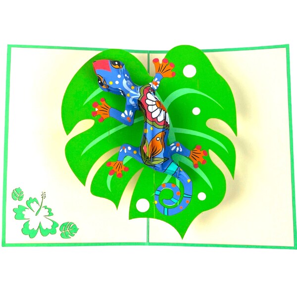 Handmade 3D popup card Lizard birthday colourful reptile new pet