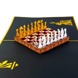 Copyrights Registered Card, 3D Popup Karte Schachbrett Geburtstag Ruhestand neues Heimspiel
