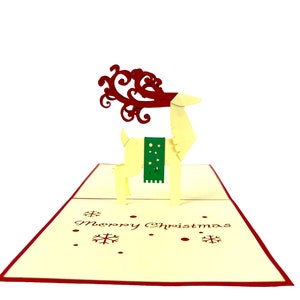 3D pop up Xmas card Happy Christmas Santa Claus reindeer greeting