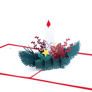 Tarjeta de Navidad emergente 3D hecha a mano con decoración de mesa con velas