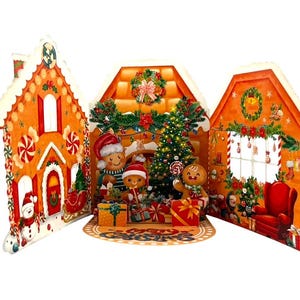 Hombrecito de jengibre 4D emergente Saludos de Feliz Navidad Celebración XMAS
