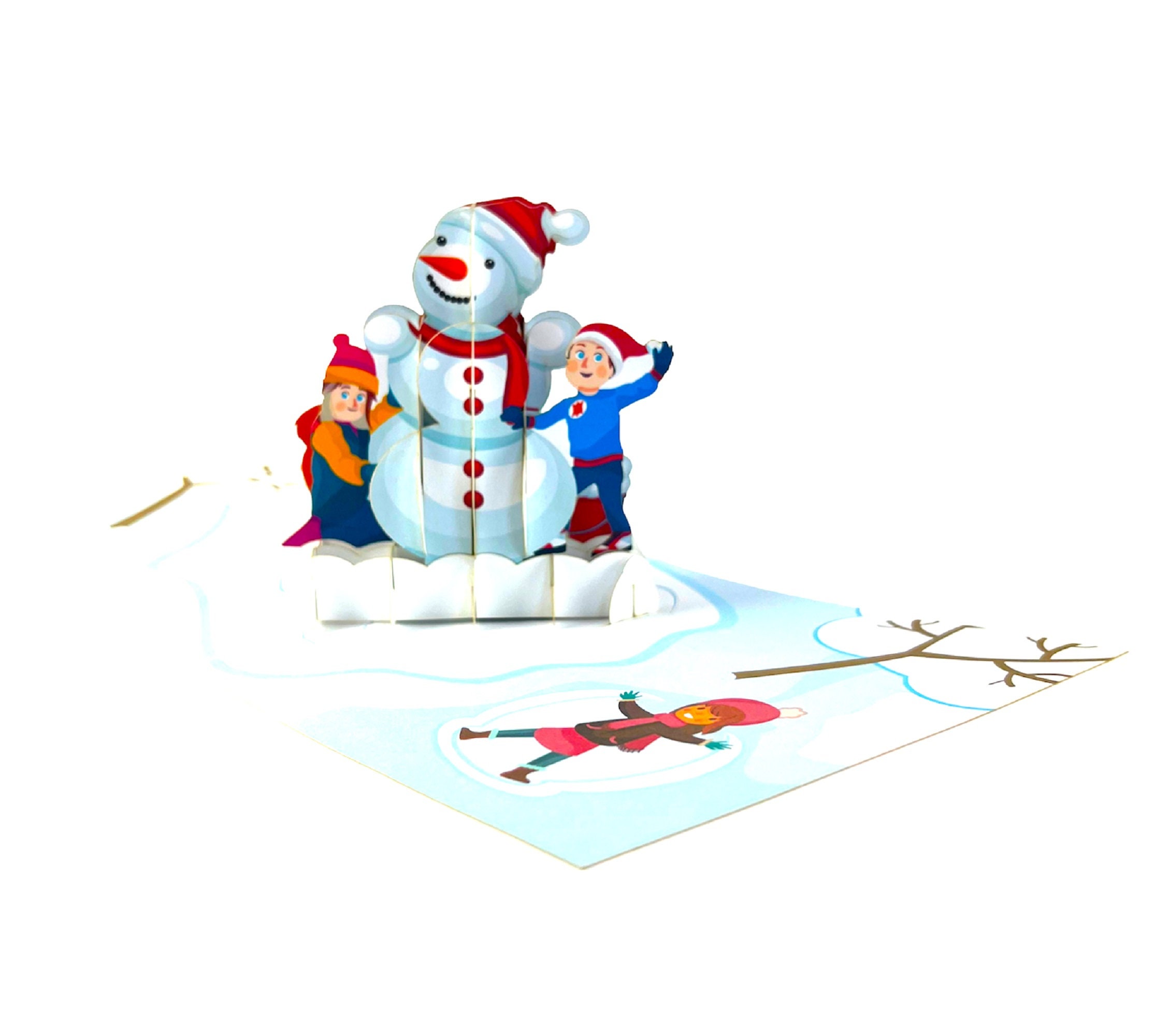 Handmade 3D Pop up Xmas Card Merry Christmas Snowman Child Tree ...