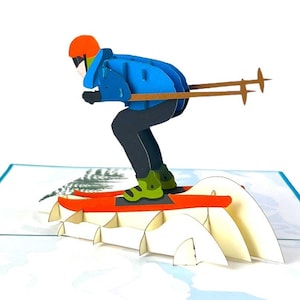Carte pop-up 3D faite main, anniversaire de ski, fête des pères, Saint-Valentin, anniversaire de vacances