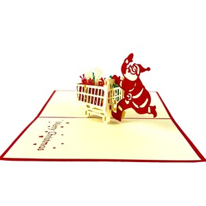 handgemaakte 3D pop-up kerstkaart Happy Christmas Kerstman winkelen