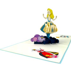 Cartão pop-up 3D feito à mão Alice no País das Maravilhas aniversário Dia das Mães