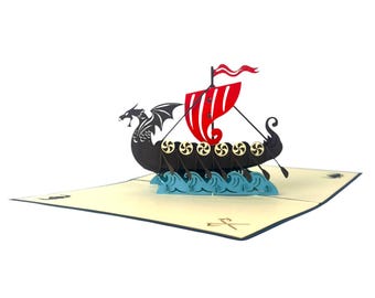 3D Popup Karte Viking Boat Geburtstag Jahrestag Valentine