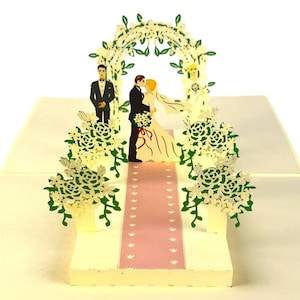 Cartão de casamento branco pop-up 3D feito à mão, presente, convite, case comigo no grande dia, noivos
