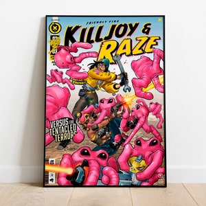 Valorant Comic Poster | Valorant Killjoy Poster | Valorant Friendly Fire Poster | Valorant Raze Poster | Killjoy and Raze Poster