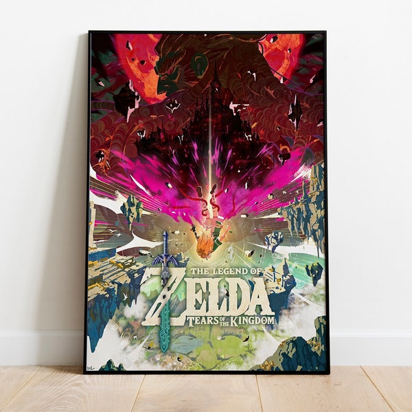 Affiche Zelda Larmes du royaume - Poster Zelda - Impression d'art Zelda - Art mural Nintendo - Art mural Larmes du royaume - Impression numérique Zelda