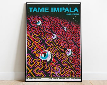 Tame Impala Poster - Glastonbury Festival - Vintage Colorful Canvas Painting Retro Wall Art - Music Poster - Album Poster - Gift