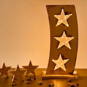 Winter decoration - Star steal curved - Star board with LED lighting - Night light - Decorative lamp