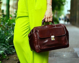 48Hours DELIEVRY,Handmade Full Grain Leather Doctor Bag: Large Top Handle Medical Bag