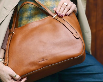 48Hours DELIEVRY,Handmade Full Grain Leather Tote Bag: Elegant Italian Handbag