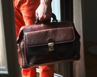 48Hours DELIEVRY,Handmade Full Grain Leather Doctor Bag: Large Top Handle Medical Bag