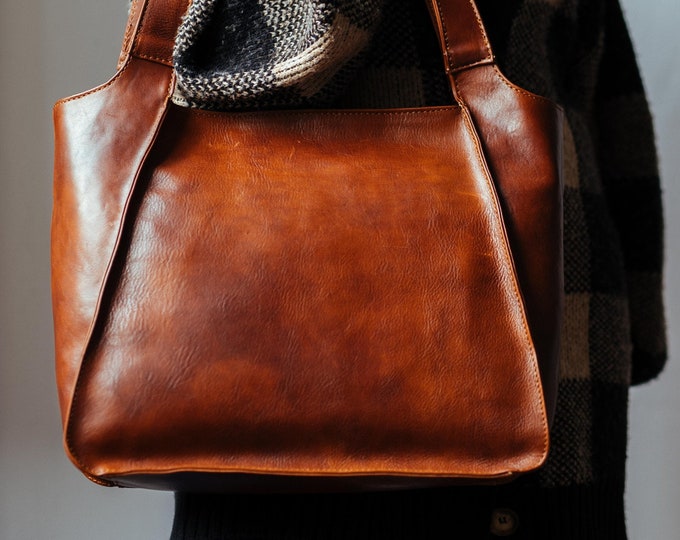 48Hours DELIEVRY,Handmade Full Grain Leather Tote Bag: Elegant Italian Handbag