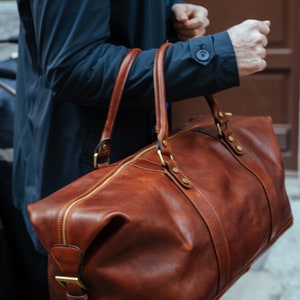 Bolsa de viaje de cuero genuino para hombre, bolso de hombro grande de  cuero de vaca suave Unisex, equipaje de negocios, moda de fin de semana