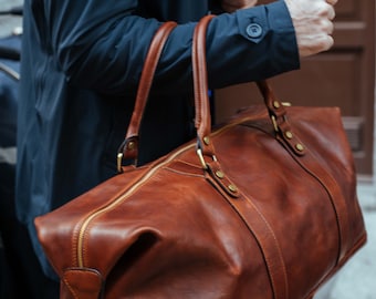 Large Leather Travel Bag,Leather Duffel Bag,Weekender bag,Duffel Bag,Leather overnight bag,Cabin Travel Bag,Brown duffel,Gym Bag