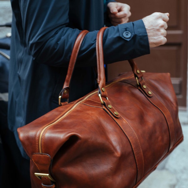 Large Leather Travel Bag,Leather Duffel Bag,Weekender bag,Duffel Bag,Leather overnight bag,Cabin Travel Bag,Brown duffel,Gym Bag