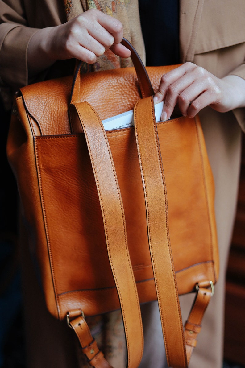 Leather Backpack, Handmade Backpack, Leather Bag, Leather Rucksack, Vintage Backpack, Backpack, Womens Backpack, mans backpack image 6