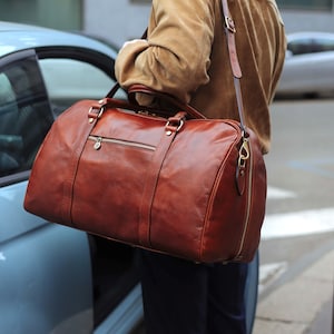 Large Leather Travel Bag,Leather Duffel Bag,Weekender bag,Duffel Bag,Leather overnight bag,Cabin Travel Bag,Brown duffel,Gym Bag