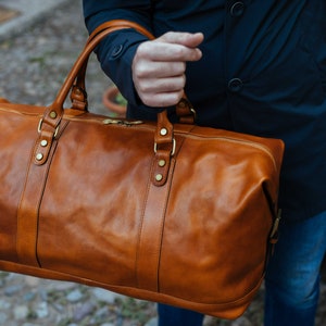 Large Leather Travel Bag,Leather Duffel Bag,Weekender bag,Duffel Bag,Leather overnight bag,Cabin Travel Bag,Brown duffel,Gym Bag image 1