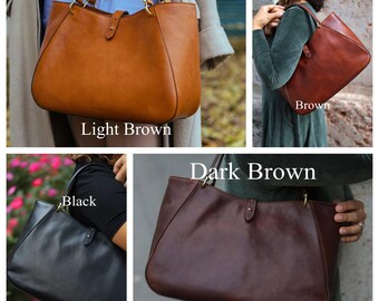 Handmade Full Grain Leather Tote Bag: Elegant Italian Handbag
