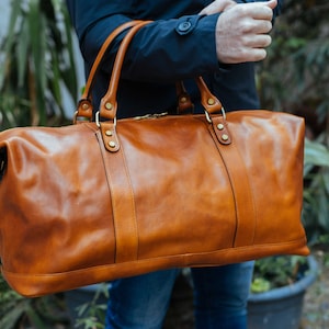 Large Leather Travel Bag,Leather Duffel Bag,Weekender bag,Duffel Bag,Leather overnight bag,Cabin Travel Bag,Brown duffel,Gym Bag image 4