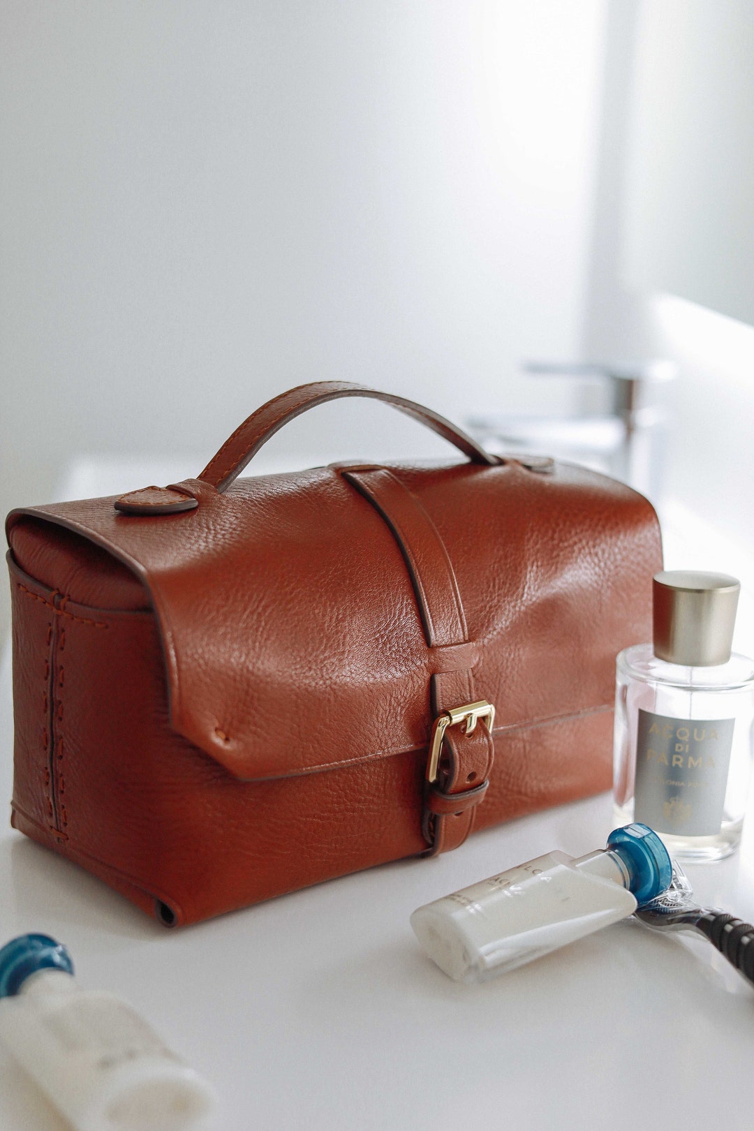 Leather Beauty Case, Leather Toiletry Bag. Handmade Toiletry Bag. Etsy