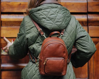 48Hours DELIEVRY,Handmade Full Grain Leather Backpack: Small Vintage Rucksack