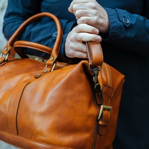 Large Leather Travel Bag,Leather Duffel Bag,Weekender bag,Duffel Bag,Leather overnight bag,Cabin Travel Bag,Brown duffel,Gym Bag image 2