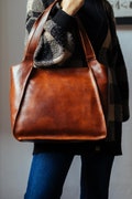 48Hours DELIEVRY,Handmade Full Grain Leather Tote Bag: Elegant Italian Handbag