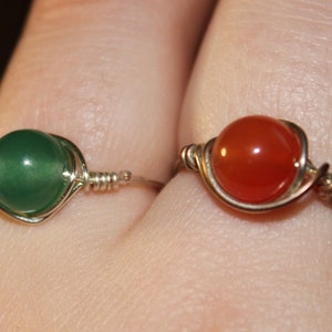 Round Crystal Wire Wrapped Rings