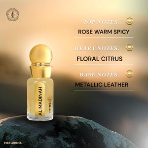 Al Madinah Attar | Rose Citrus Spicy Leather Perfume Oil | Warm Floral Scent | Unisex Arabian Fragrance